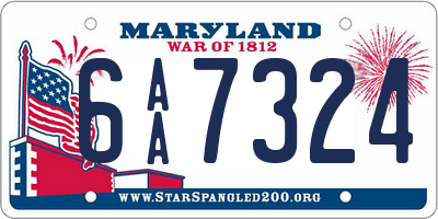 MD license plate 6AA7324