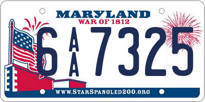 MD license plate 6AA7325