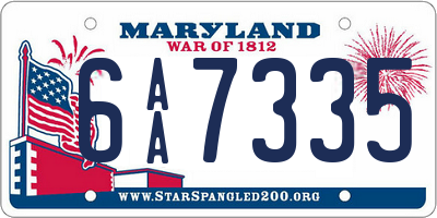 MD license plate 6AA7335