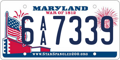 MD license plate 6AA7339