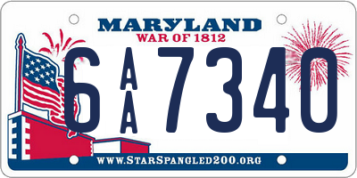 MD license plate 6AA7340