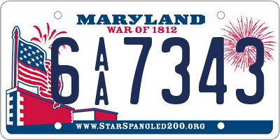 MD license plate 6AA7343