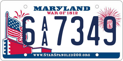 MD license plate 6AA7349