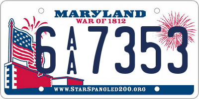 MD license plate 6AA7353