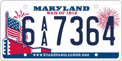 MD license plate 6AA7364