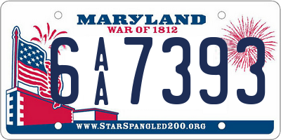MD license plate 6AA7393