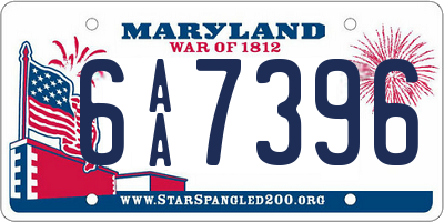 MD license plate 6AA7396