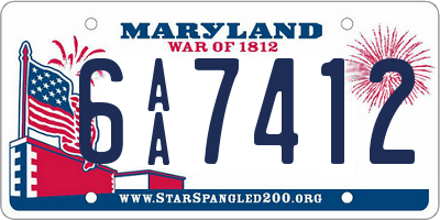MD license plate 6AA7412