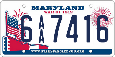 MD license plate 6AA7416
