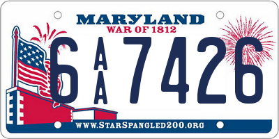 MD license plate 6AA7426