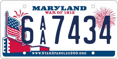 MD license plate 6AA7434