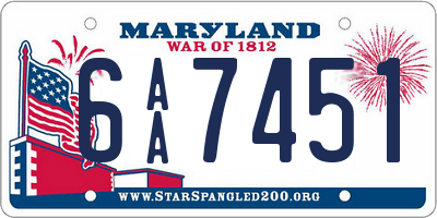 MD license plate 6AA7451