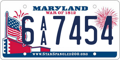 MD license plate 6AA7454