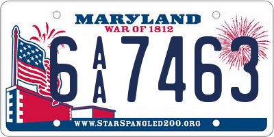 MD license plate 6AA7463