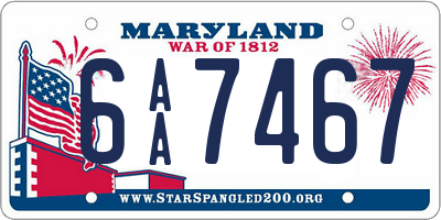MD license plate 6AA7467