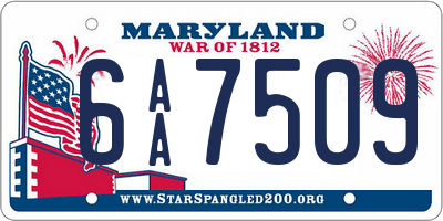 MD license plate 6AA7509