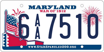 MD license plate 6AA7510