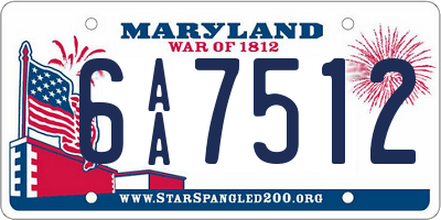 MD license plate 6AA7512