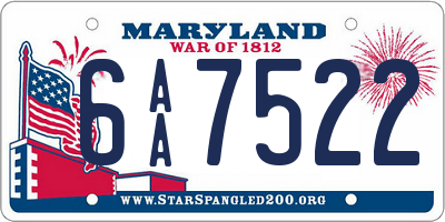 MD license plate 6AA7522
