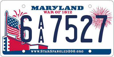 MD license plate 6AA7527