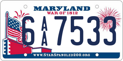 MD license plate 6AA7533
