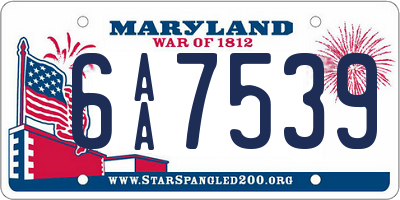 MD license plate 6AA7539