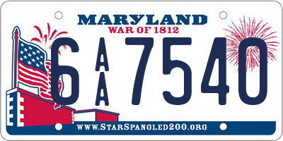 MD license plate 6AA7540