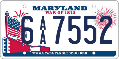 MD license plate 6AA7552