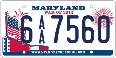 MD license plate 6AA7560