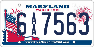 MD license plate 6AA7563