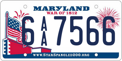 MD license plate 6AA7566