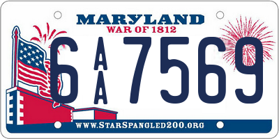 MD license plate 6AA7569