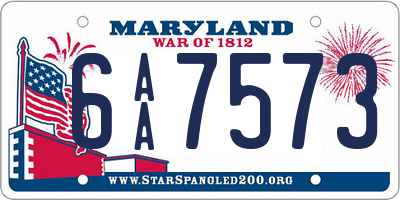 MD license plate 6AA7573