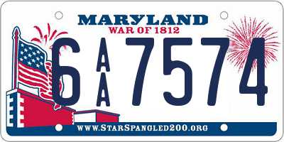 MD license plate 6AA7574