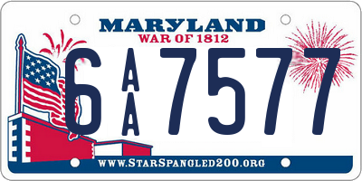 MD license plate 6AA7577