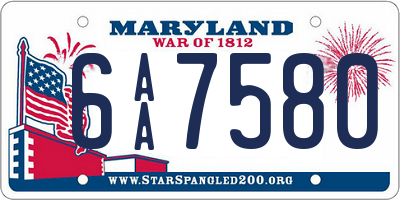 MD license plate 6AA7580