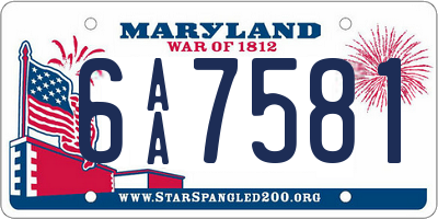 MD license plate 6AA7581
