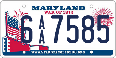 MD license plate 6AA7585