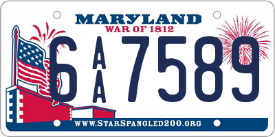 MD license plate 6AA7589