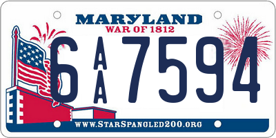 MD license plate 6AA7594
