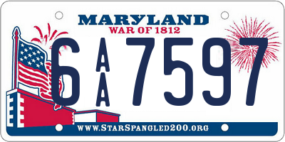 MD license plate 6AA7597
