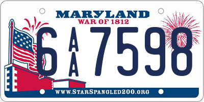 MD license plate 6AA7598