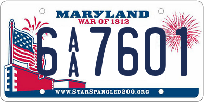 MD license plate 6AA7601