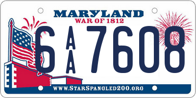 MD license plate 6AA7608