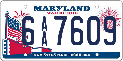 MD license plate 6AA7609