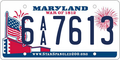 MD license plate 6AA7613