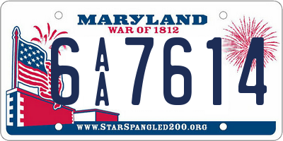 MD license plate 6AA7614