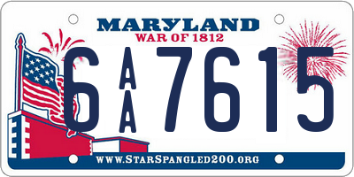 MD license plate 6AA7615