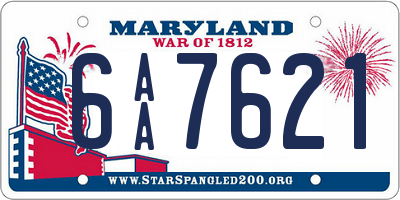 MD license plate 6AA7621