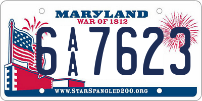 MD license plate 6AA7623